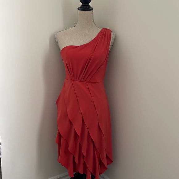 Le Chateau One Shoulder Orange Dress in Size Small - Picture 1 of 4